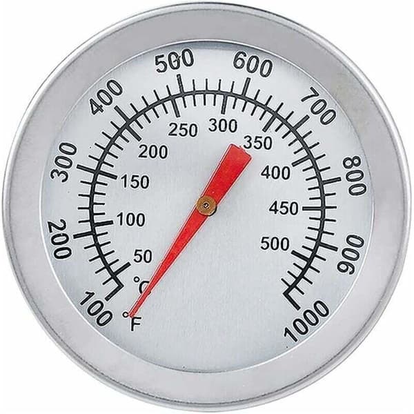 Grilltermometer, Ovntermometer i Rustfrit Stål, Maks. 500°C/1000°F, Analogt Display, Termometer til Ovne, Pizzaovne, Brændefyrede Ovne