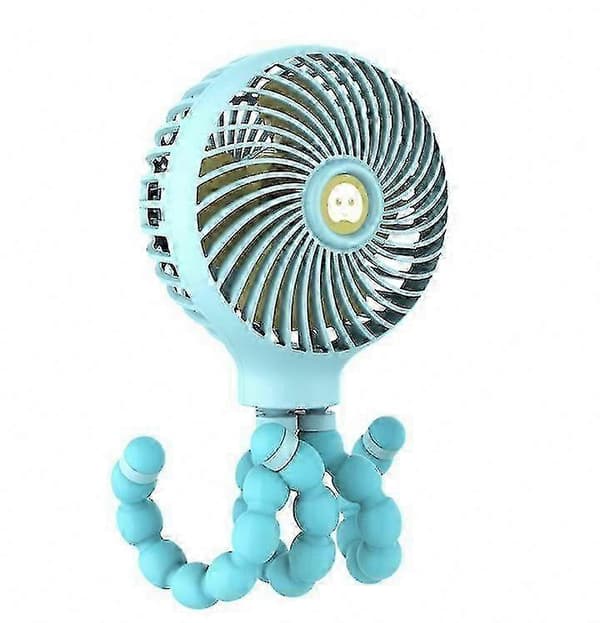 Bærbar Mini Klapvognsventilator Genopladelig Kølende Blæser i Blæksprutte Design til Baby blue