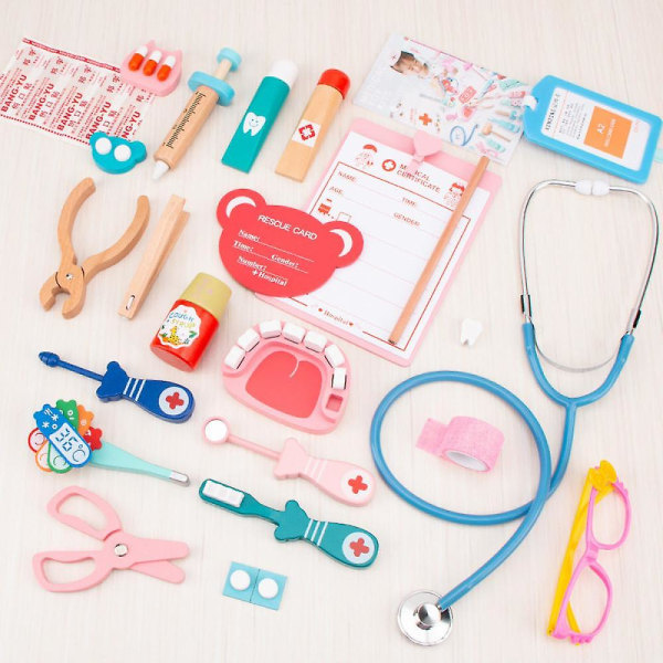 Låtsasleksaker, pedagogiskt tandläkare medicinskt kit, läkare rollspelsdräkt, hållbara medicinska dr kit leksaker för pojkar Flickor presenter i åldern 3+.