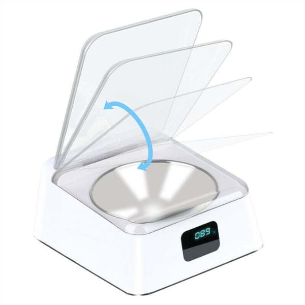 330 ml infrarød sensor kæledyrsskål, rustfrit stål, automatisk åbne-/lukkelåg, med USB-opladerkabel, 3-5 minutters hvileinterval