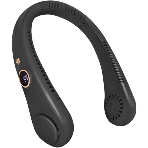 USB-ladattavat kaulatuulettimet, 5-nopeuksinen riippuva siivuton tuuletin, 360 asteen ilmavirtaus kaulatuulettimet miehille ja naisille Black