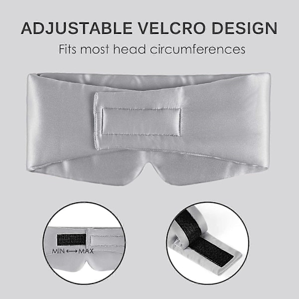 Sovmask Ögonmask med Justerbart Huvudband för Män och Kvinnor, Stor Sovmask och Ögonbindel för Nattsömn, Resor och Tupplurar Light grey