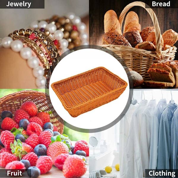 st Rattan Handvävd Korgset, Korg i Korg för Frukt, Grönsaker, Hemkök, Restaurang, Etc.