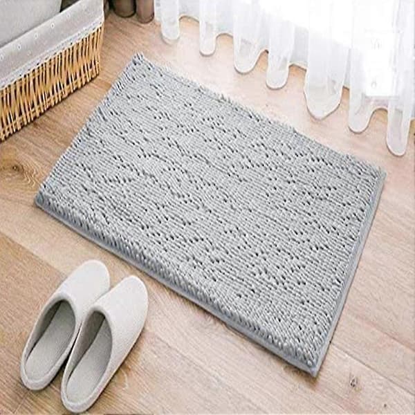 Badeværelsestæppe - Skridsikker måtte - Striber - Absorberende - Grå - 50 x 80 cm