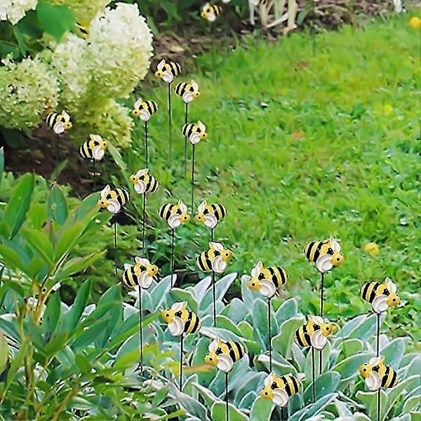 Bi Trädgårdsdekoration Metall Trädgårdskonst Ornament Framgårdskonst Blomsterpinnar Vår Sommar Harts Humlor Trädgårdspinnar Utomhus Gräsmatta Gångväg