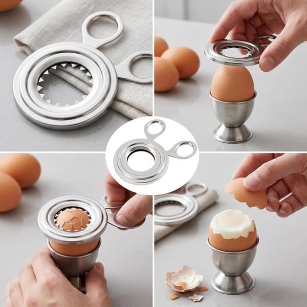 Æggeskærer - Sæt med 2 - Rustfrit stål - Præcis åbning - Morgenmad og påske - Ergonomisk design