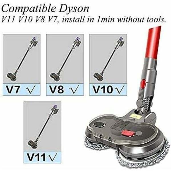 Elektriskt moppfäste för Dyson V11 V10 V8 V7 dammsugare. Extern vattentank. Effektiv rengöring av hårda golv.