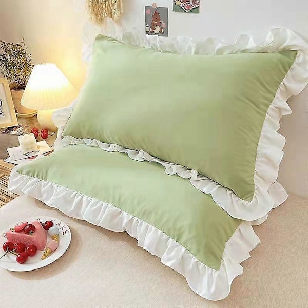 Prinsessa Tyynyliinat Röyhelöillä Useita Kokoja Tyynynpäällinen Mukava Tyynyliina Aikuisille Lapsille light green 1Pcs 48x74cm
