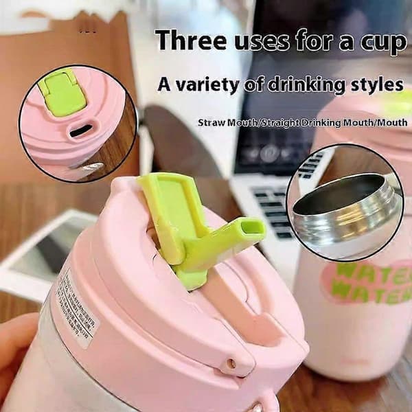 Kaffemugg 590 ml, Isolerad kaffemugg för resa, spillsäker med läckagesäkert lock - Vit