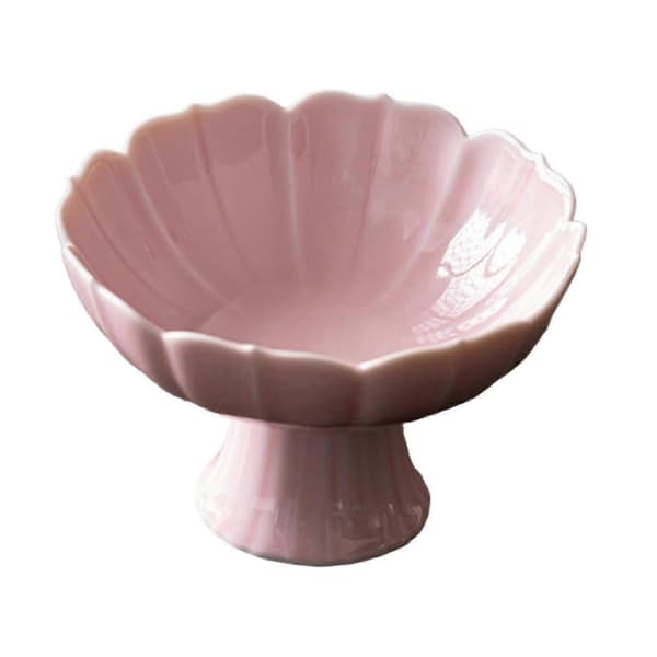 Keramisk fruktskål med fot, dessertställ för vardagsrum och matbord Pink