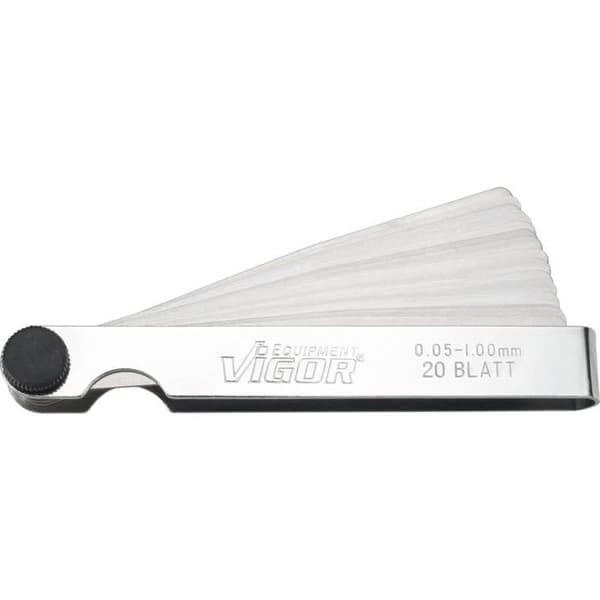 Tykkelsesmålersæt - 20 blade - Rustfrit stål - Præcis måling 0,05-1,00 mm - Mekanisk værksted - Dimensioner