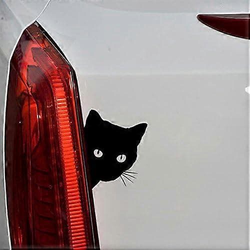 2 stk. Sort Kat Hoved Sticker Vinyl Bil Scooter Bil Tuning Lastbil, 12*15cm