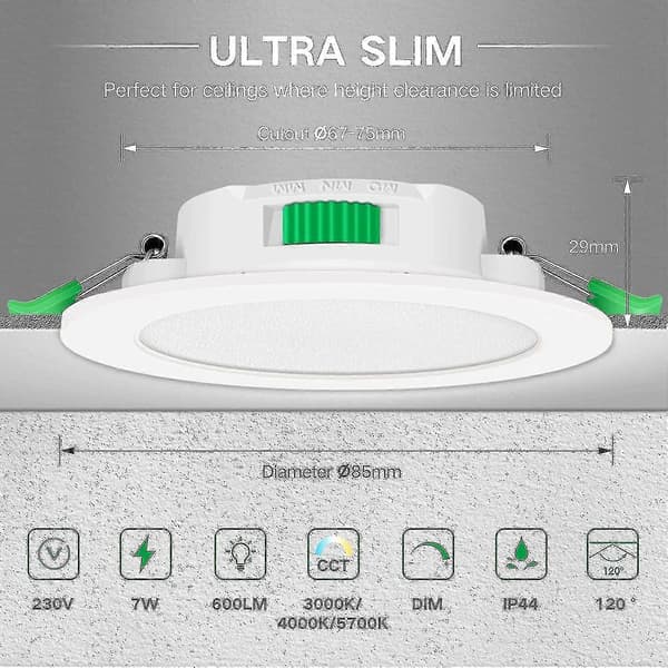 12 stk. 7W Hvid LED Nedhængte Loftlamper Slanke Spotlys dm.17