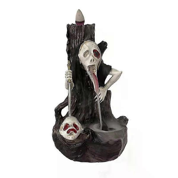 2025 Halloween Kraniehoved Backflow Røgelsesbrænder Resin Backflow Aroma Brænder Håndværk Aromaterapi Dekorative Ornamenter