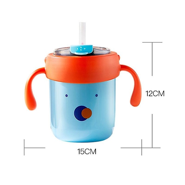 300ml Småbarn Rustfritt Stål Sippy Kopp med Skala, Håndtak Anti-Fall Bærbar Babykopp (Ingen FDA, BPA) Multicolor Red
