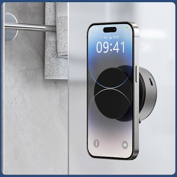 360 Graderbar Magnetisk Bilhållare för Telefon, Elektrisk Vakuum Magnetisk Sugkoppsmontering Silver