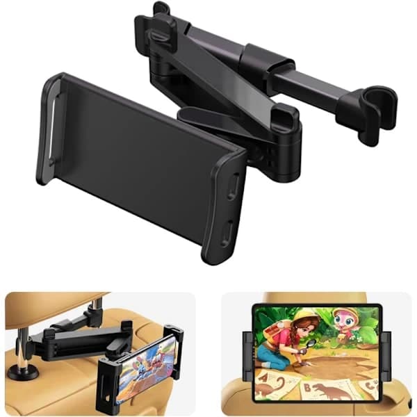 Tabletholder til bil, 360° drejelig iPad-holder til bagsædet med foldbar arm, bilholder til tablet til børn