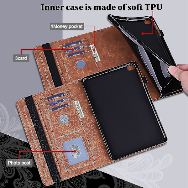 För Lenovo Tab M10 (Gen 3) TB-328FU/TB-328XU Präglat Tablet Ställ Plånboksfodral PU Läder Omslag Brown, Brown Style C Lenovo Tab M10 (Gen 3)