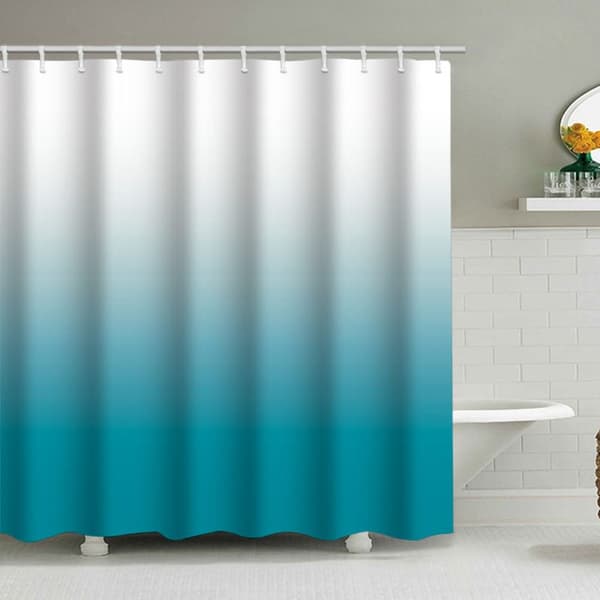 Vandtæt og vaskbart anti-skimmel badeforhæng af polyesterstof, 150 x 180 cm, med badeforhængsringe