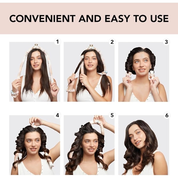 Kitsch Satin Heatless Curling Set - Overnight Curls, Heatless Curling Wand Headband, Bløde Krøller Uden Varme, Hårrullet - Sunset