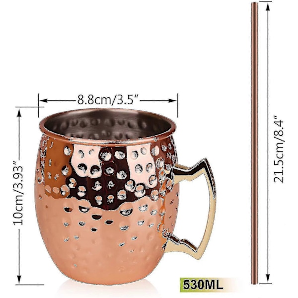 Rakskålar Muggar Moscow Mule Kopparmuggar - Set med 4-Handgjorda-Rena Solida Kopparmuggar 47 cl Presentförpackning