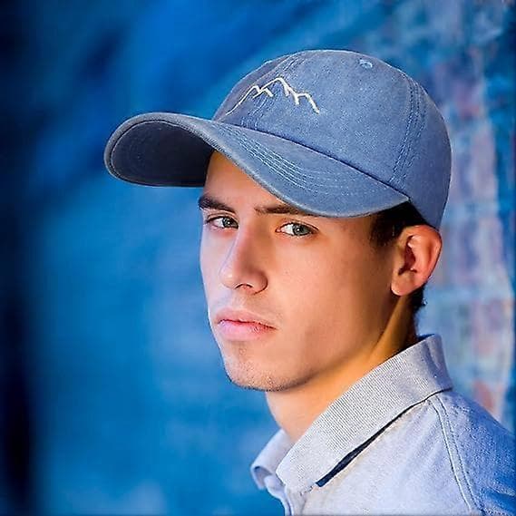 Baseball Cap Herre - Vintage Vasket Far Hat Peak Cap Justerbar Bomuld Blue