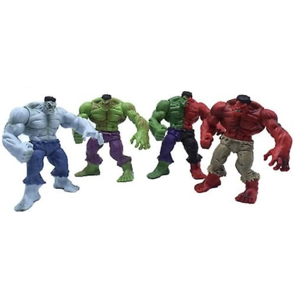 4 stk. The Incredible Avenger Hulk Grøn Rød Action Figur Legetøj