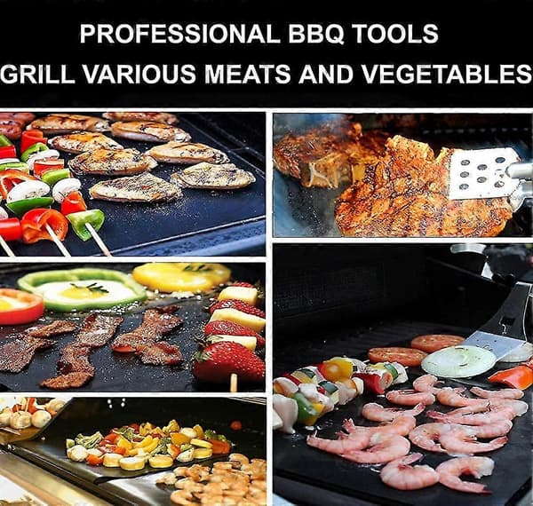 Grillmåtte-sæt Med 2 Kraftige 600 Fahrenheit Grader Non-stick BBQ Grillmåtter