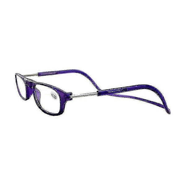 1.0~ 4.0 Hængende Magnetiske Læsebriller Front Snap Click Connect Nakke-Yvan Purple 4.0 strength