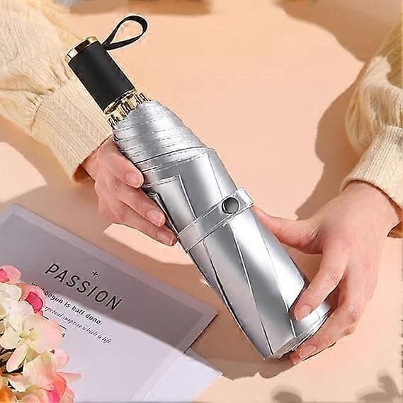 Reflekterande Silver Dubbellagers Skydd 8 Ribbor Förstärkt Vindtät Solskyddande Vikbar Kompakt för Vandring Backpacking