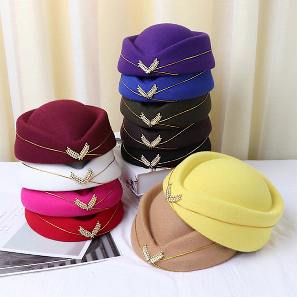 Stewardesse Hat Flyværtinde Hat Beret Hat Kvinder Party Hatte Kostume Cosplay Formel Uniform Kasketter Tilbehør Army Grøn Army Green