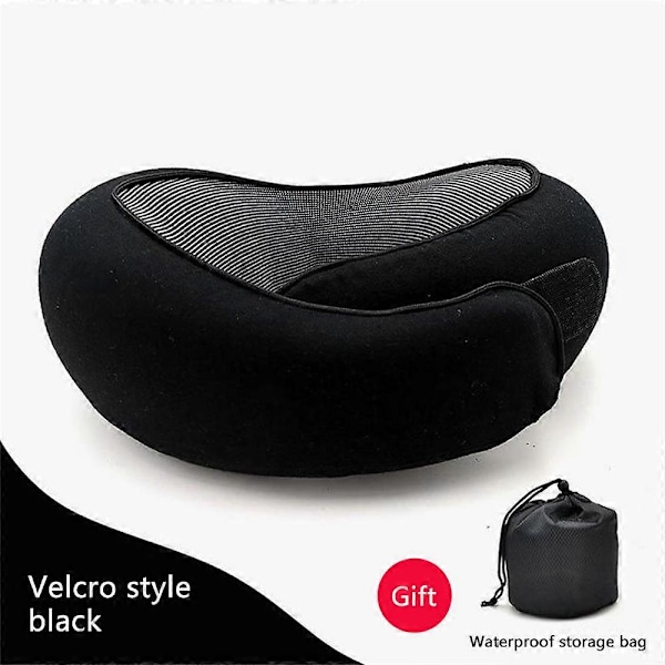 Sikkerhets nakkepute for reise, memory foam, komfortabel og pustende, myk U-formet Deep Black