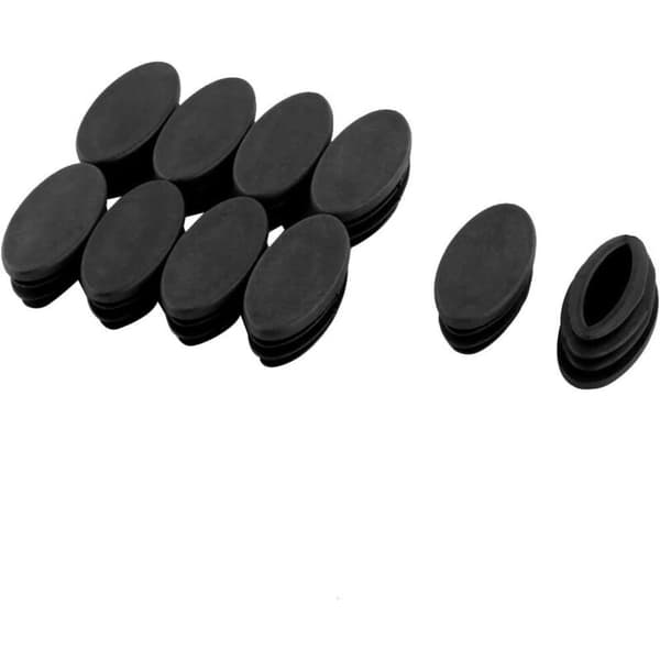 Sæt med 10 ovale sorte stolebenshætter i plast, 20 x 40 mm
