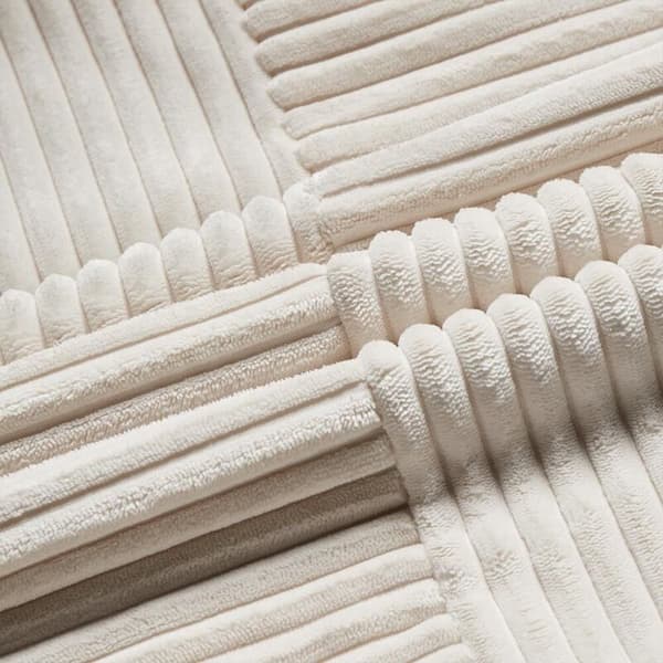 Sæt med 2 Boho pudebetræk 30x50 creme, krydsmønster lysebeige fløjls pudebetræk
