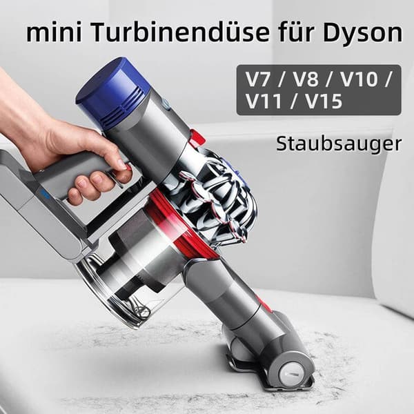 Miniturbomunstycke för Dyson V7 / V8 / V10 / V11 / V15 dammsugare, snabbkopplingsborstrulle för soffor, bilbarnstolar, fåtöljer, eliminerar