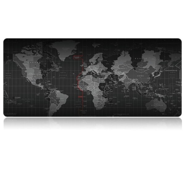 Mussemåtte Stor - Gaming - 80*30*0.2cm - Verdenskort Sort