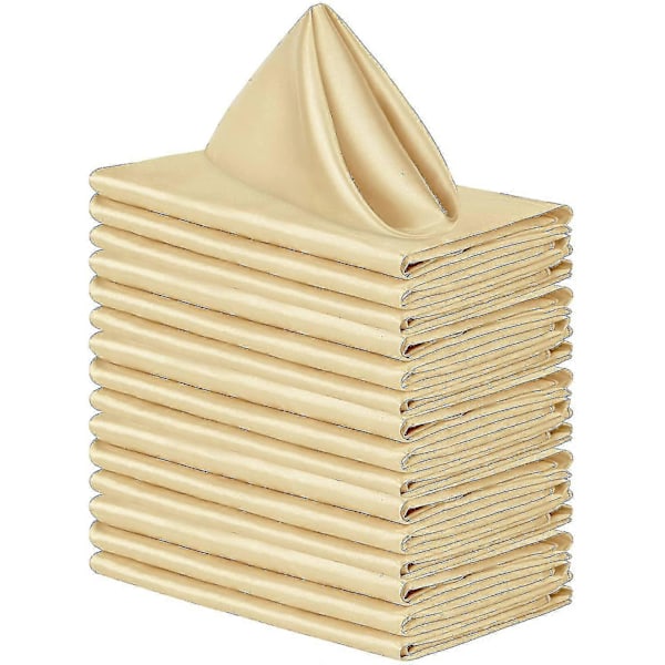 12 st Tygnapkiner, Tum Satin Bordsnapkiner, Återanvändbara Napkiner i Tyg för Bröllop-jie champagne 43*43cm