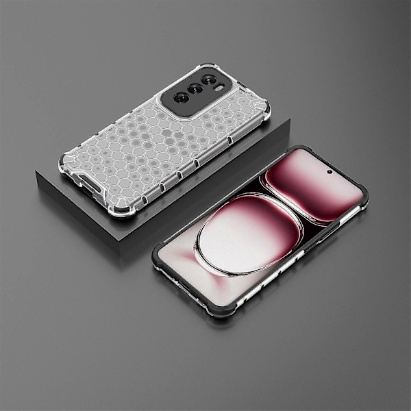 Mobilfodral för Oppo Reno12 5G - PC+TPU, Honungskaka-design, Stötdämpande Grey