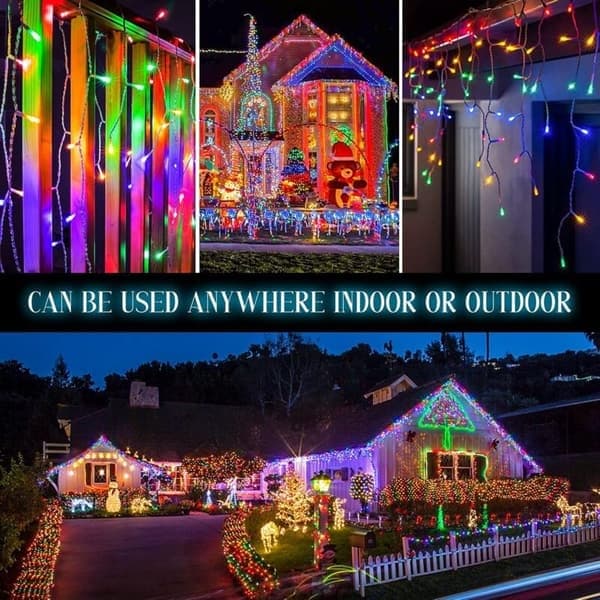 Gardinlys, 10,7M 360 LED Utendørs Julelys, 8 Moduser, IP44 Vanntette LED Julelys for Balkong