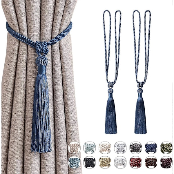 lly 2 kpl Pitkät Hapsunauhat Verhoille Käsintehdyt Punotut Köysisolmut Verhojen Kiinnikkeet Eurooppalaiseen Tyyliin Koristeelliset Verhonpidikkeet Kotiin ja Toimistoon Tuulta Vastaan Marine Blue 2 Pack