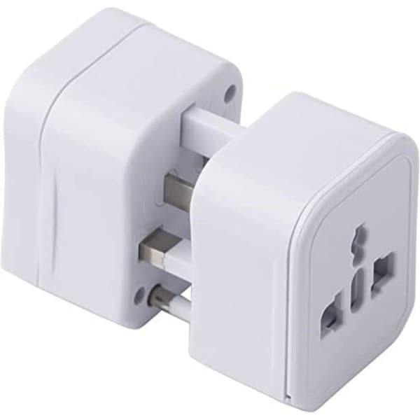Reiseadapter - EU for alle uttak - Universell internasjonal strømadapter - 3-i-1-plugger - 220V (hvit)