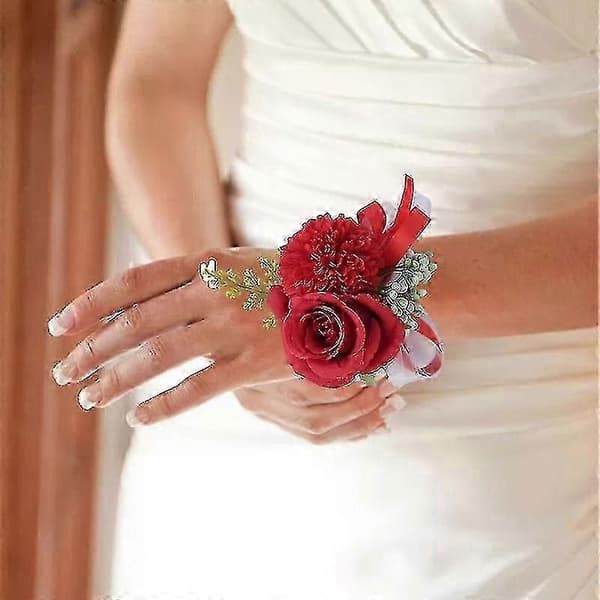 Armbandsblommor Ros Armmanschett Flicka Armband Brudtärna Bröllop Bal Handblomma Light Coffee