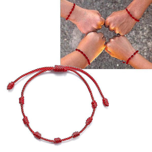 2 st 7 knutar Röd Tråd Armband för Skydd Onda Ögat Lycka Amulett för Framgång och Välstånd Vänskapsarmband A-YUHAO
