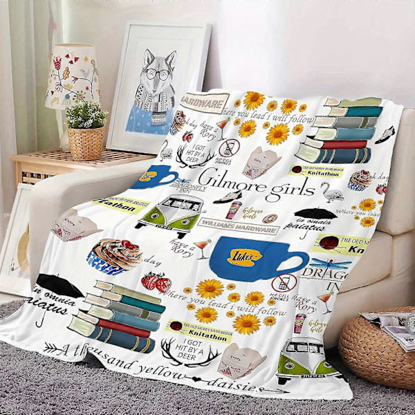 Gilmore Girls Foodie-tema Plyschfilt - Mjuk, Mysig Flanellfilt för Soffa, Säng, Kontor - Perfekt Födelsedagspresent för Fans 27.56*39.37inch