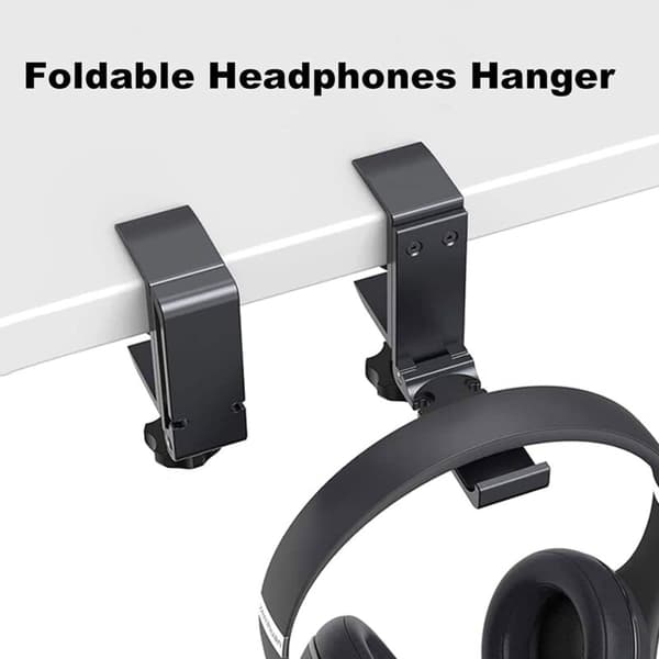 Sammenfoldelig hovedtelefonholder, aluminium hovedtelefonkrog, justerbar sort