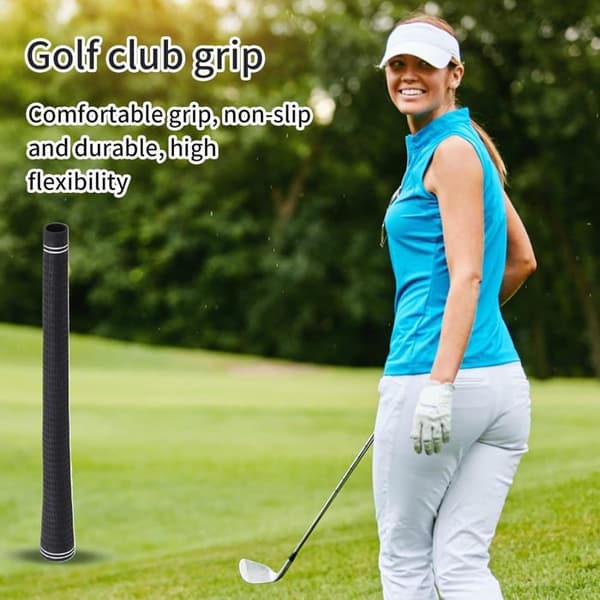 Sorte gummi golfgreb 27 cm skridsikre for præcis kontrol og komfort til mænd og kvinder