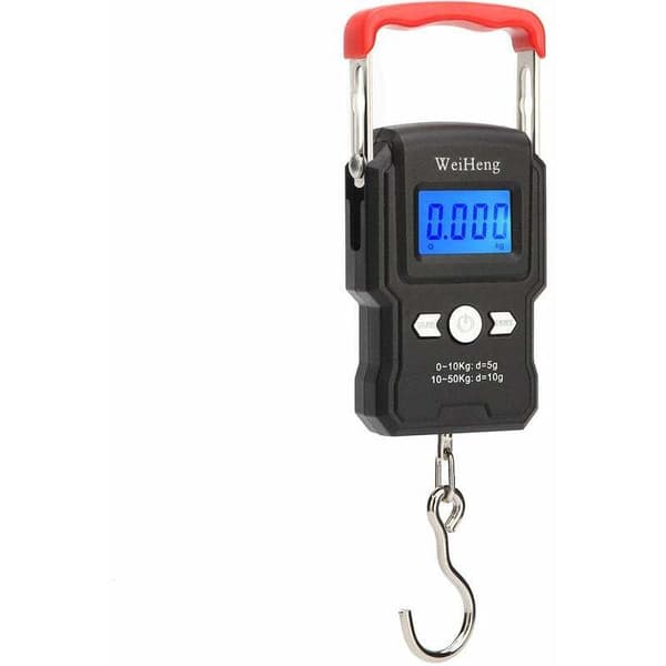Hængende krogvægt, dobbelt præcision, LCD-baggrundsbelysning, 50 kg / 5 G