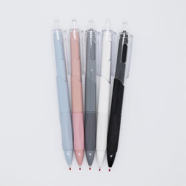 Retractable Gelpenne med sort blæk, 0,5 mm fin spids, sæt med 5 gelpenne (sort)