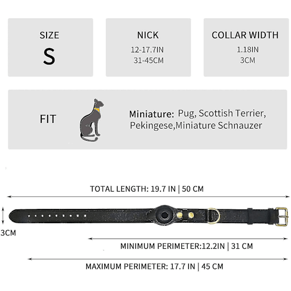 Airtag Hundhalsband, Justerbart Hundhalsband i Naturligt Nötskinnsläder med Hållare Kompatibel med Airtag Green L