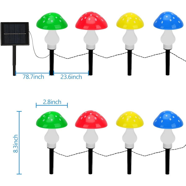 8 LED Solar Sopplys, Utendørs Hagedekorasjon Vanntette Eventyrlys